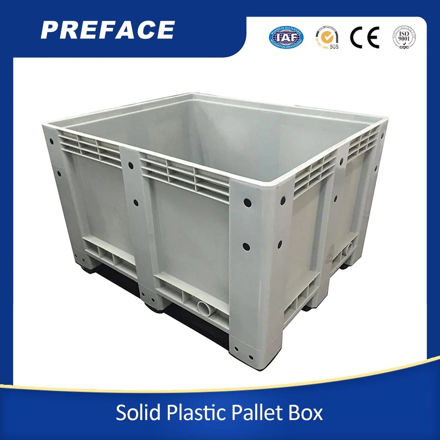 Agriculture Solid Plastic Pallet Container Solid Plastic Tray Box Plastic Pallet Box for Vegetable Transportation