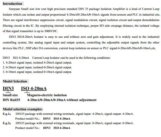 Low Cost Small Size 4-20mA Input and Output Loop Isolator Price