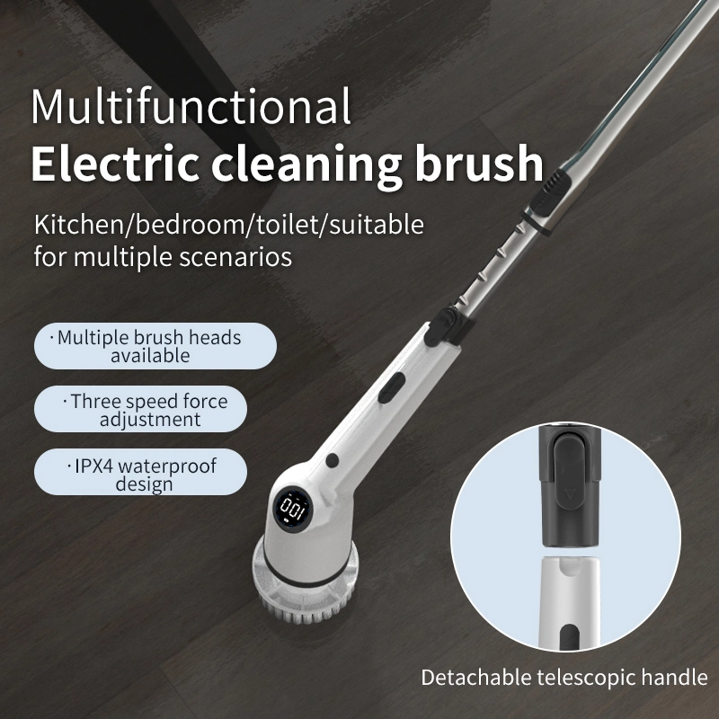 Multifunctional 9 in 1 Electric Spin Scrubber, Cordless Electric Cleaning Brush with Adjustable Extension Arm, for Bathroom, Shower, Tile, Floor, Car