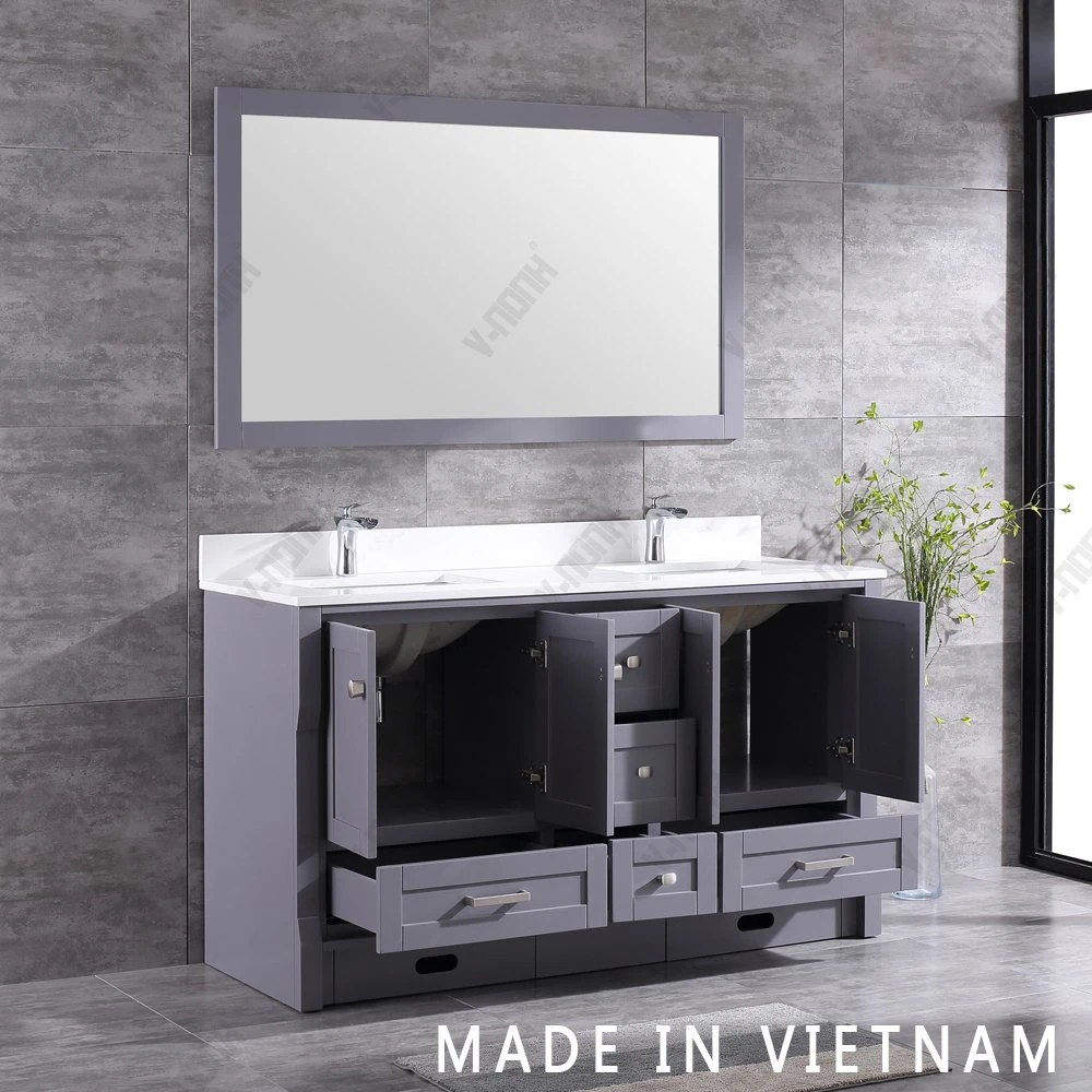 In Vietnam 60 Zoll-doppelte Wannen-Badezimmer-Eitelkeits-Sets gebildet