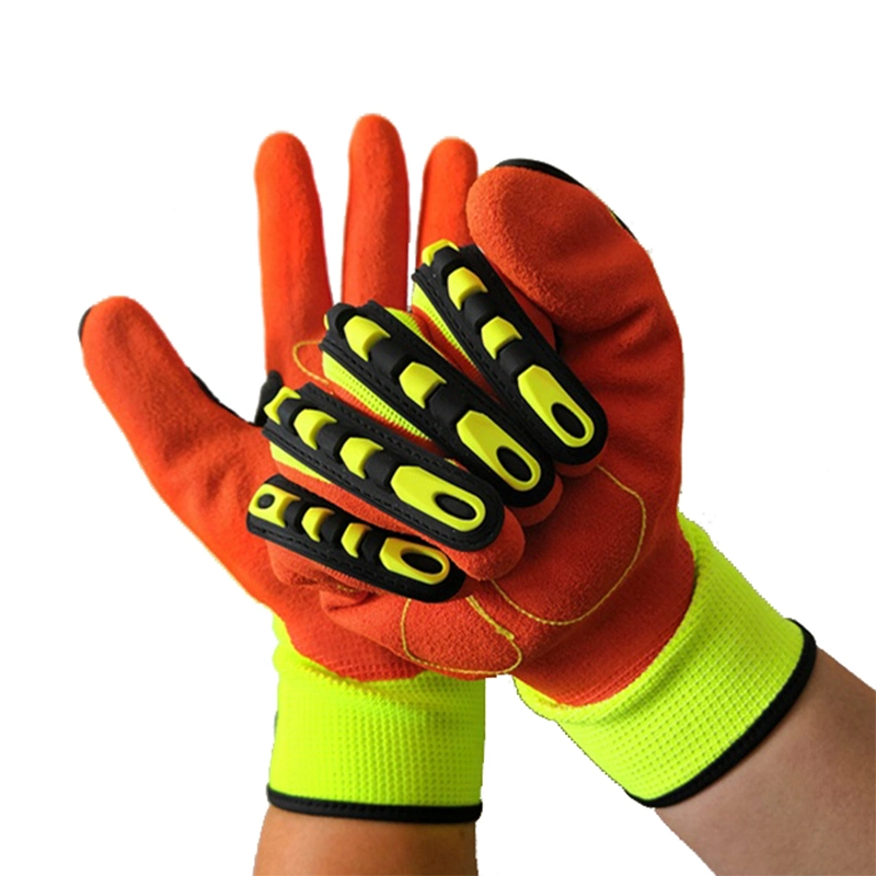 TPR Protection Impact Resistant Oilfield Use Nitirile Coated Safety Work Gloves