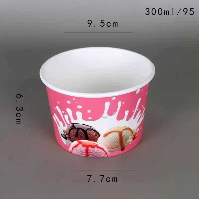 8.10.12 Oz Helado vaso de papel con tapa cuchara helado de yogur desechables personalizado el tazón de la copa de helado