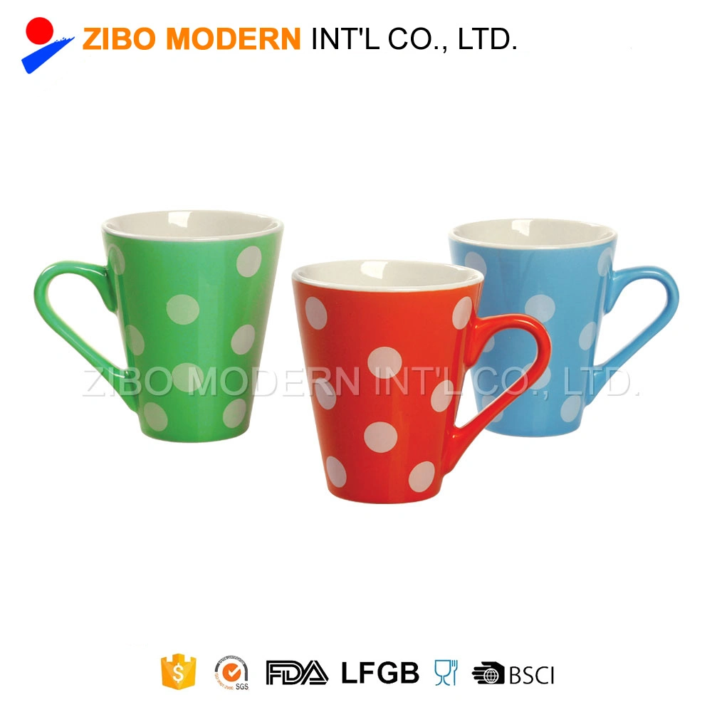 Wholesale V Shape Custom Promotional Ceramic Coffee Mug Cup with Print Design