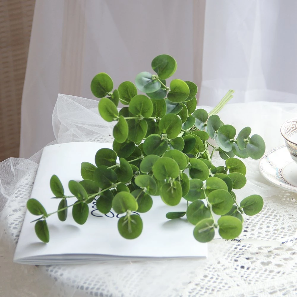 50cm Inicio decoración Salón Plantas artificiales de plástico verde vegetación y flores falsas Planta artificial