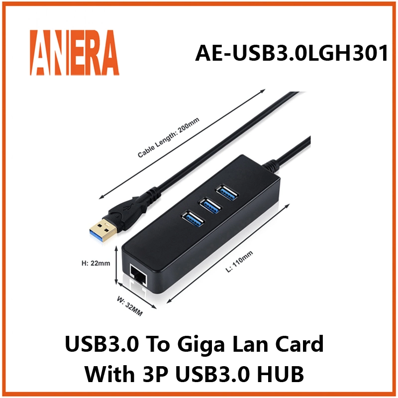 USB3,0 auf Ethernet-Adapter RJ45 Gigabit LAN-Karte Netzwerkkarte Mit 3-Port-USB3,0-Hub