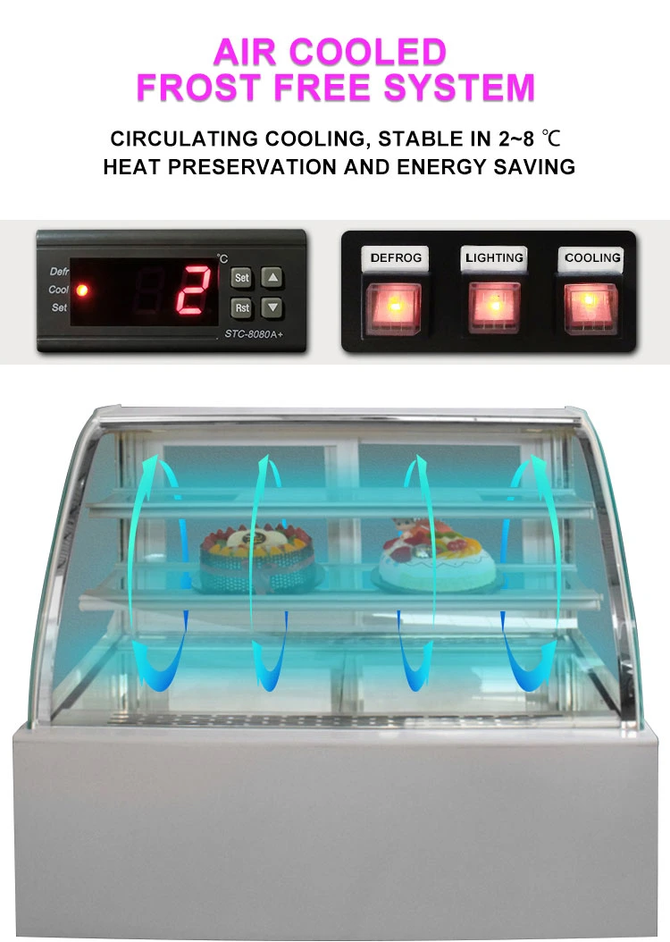 La mejor calidad Encimera Mostrar expositor refrigerado para tartas torta nevera / Precio Expositor panadería acrílico