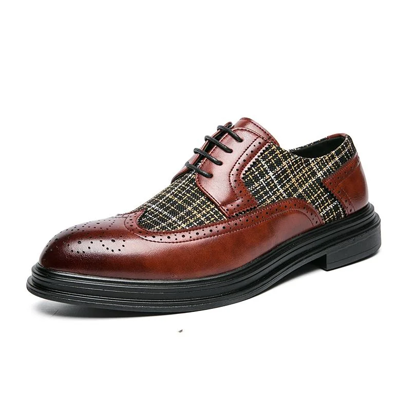 Male Fashion Leather Brock Dress Shoes for Men