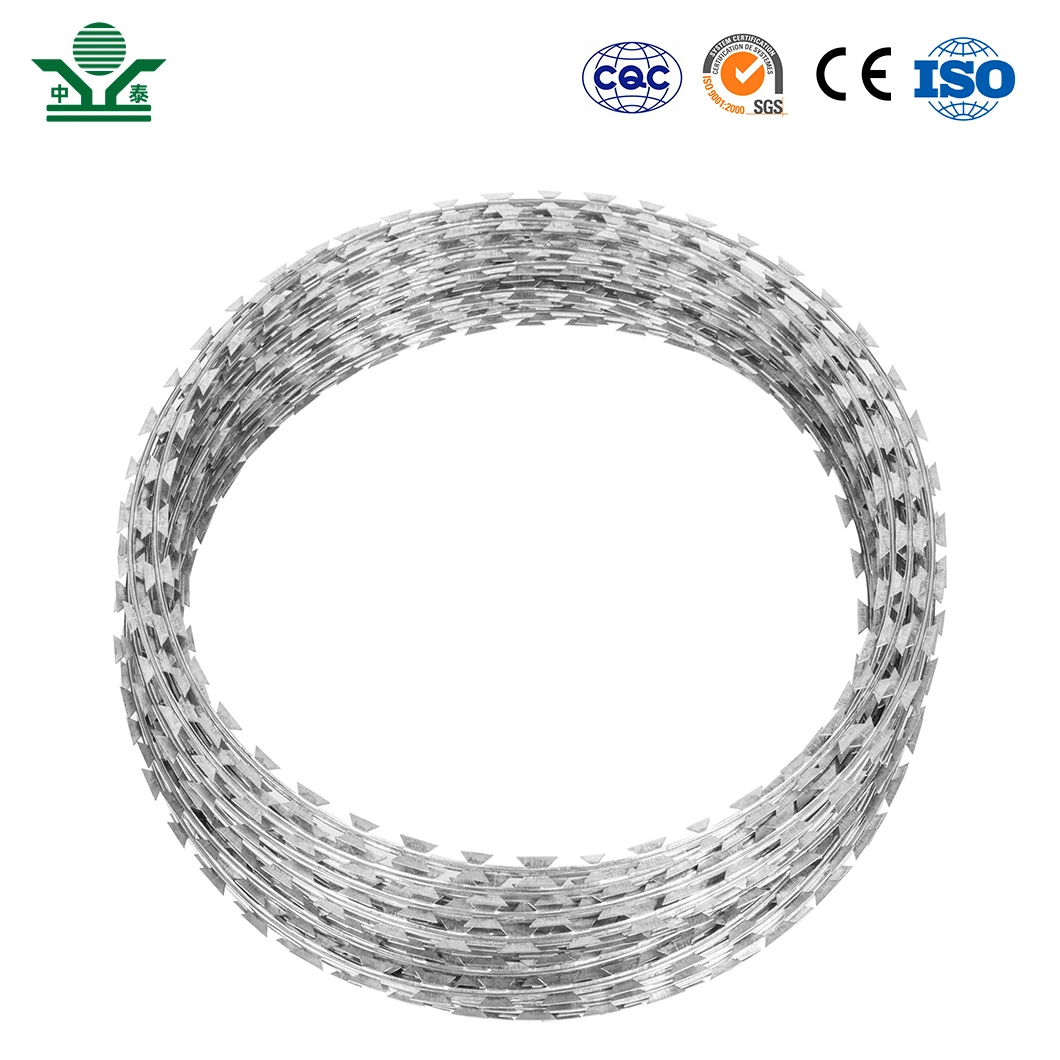 Zhongtai Galvanised Barbed Wire Fence China Manufacturing 50 Inch Coil Diameter Barbed Galvanized Wire Used for Metal Mesh Security Fencing