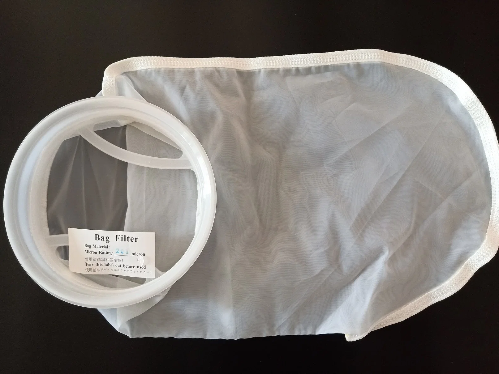 Hanging Loop Sewing Nylon 60 Micron Mesh Filter Bags with Plastic Ring