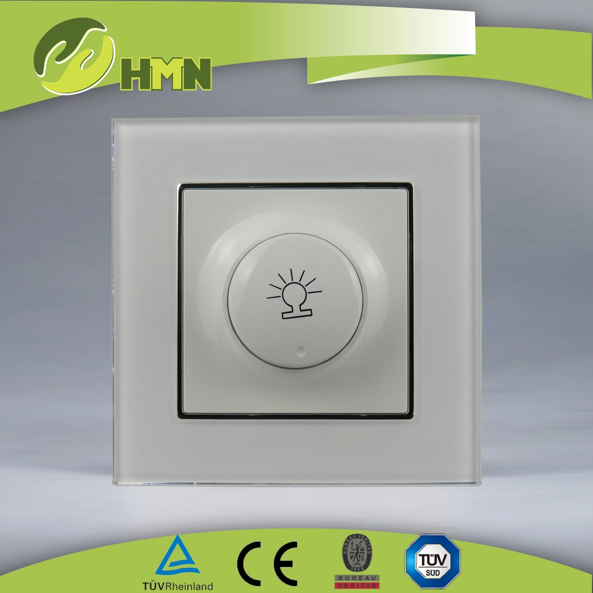 TUV CE CB European standard certified toughened glass GREEN llight dimmer switch