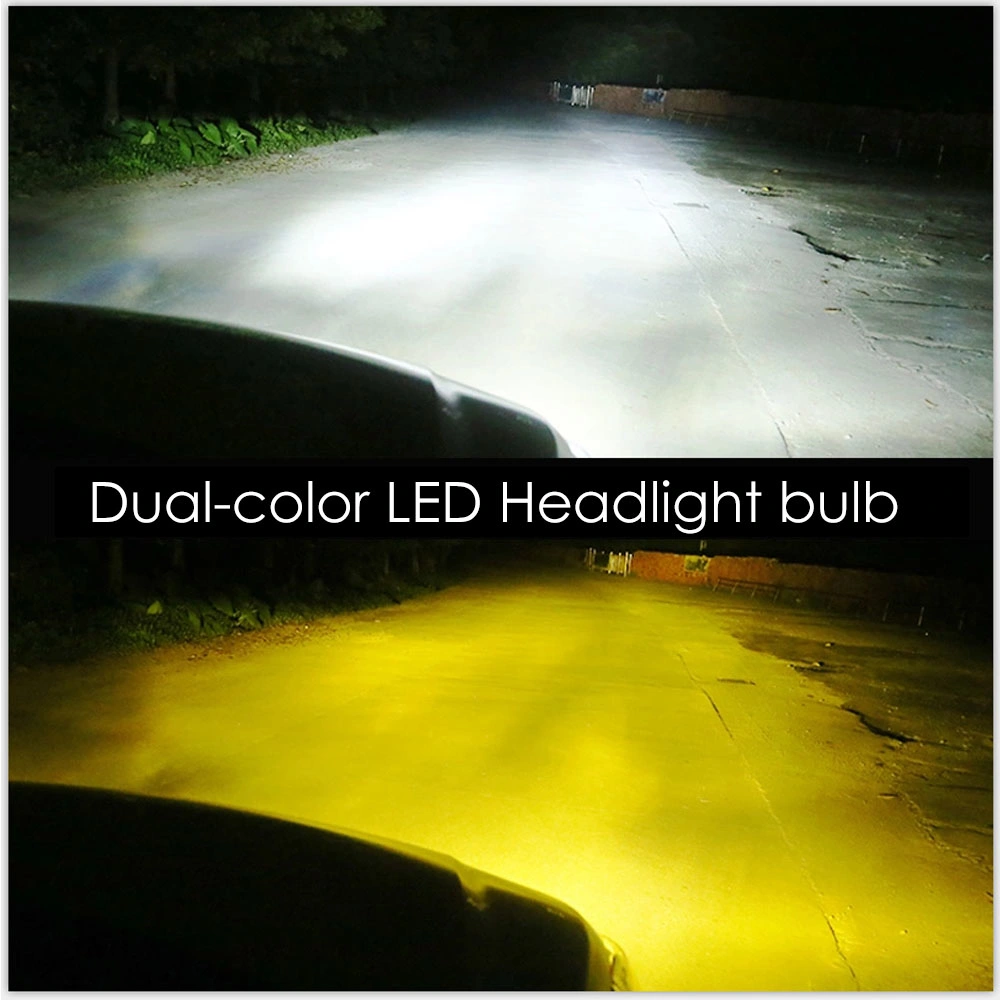 Dual Color Yellow Automobile Head Lamp H7 H11 9006 80W 1300lm H4 H13 Auto Car LED C6 Headlight Bulbs for Fog Light
