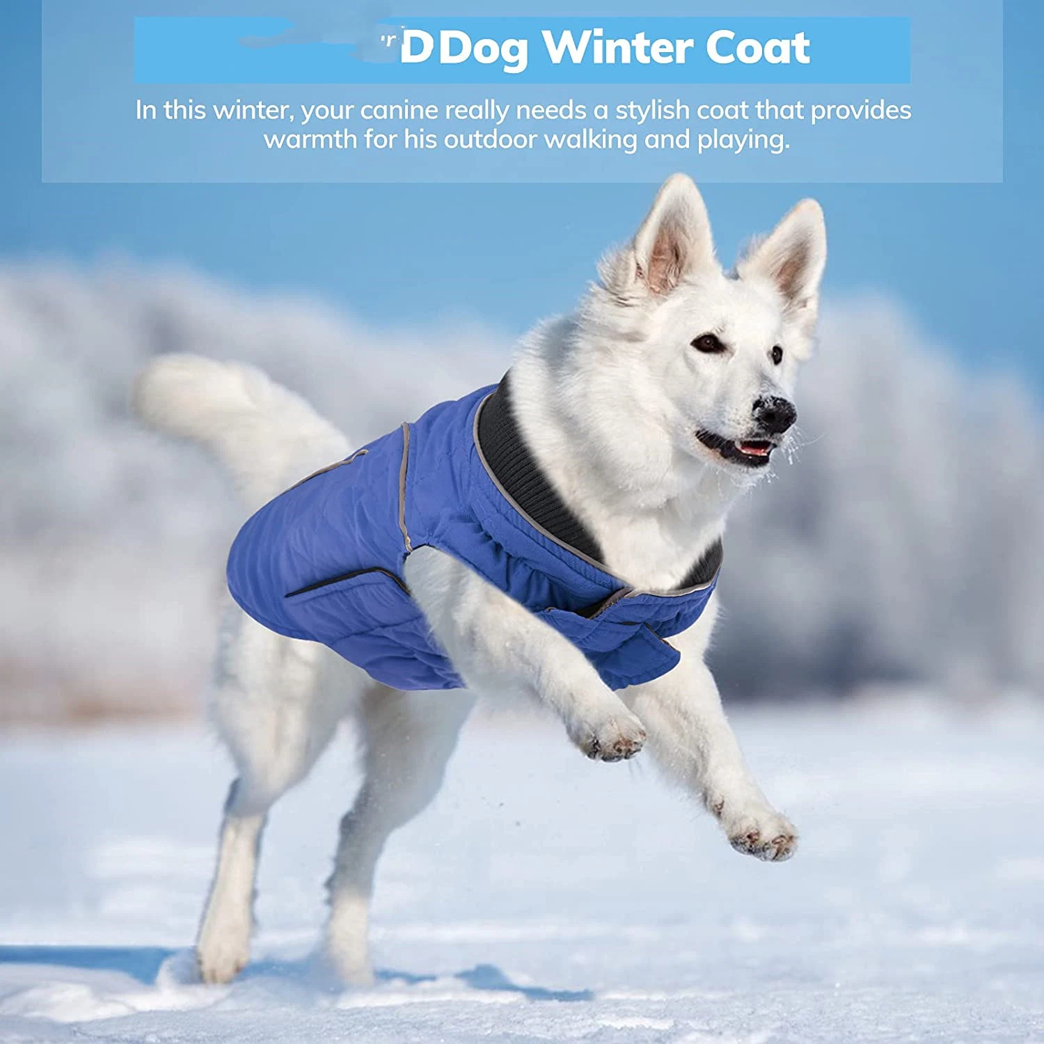 Windproof Dog Cold Weather Coat, Reflective Pet Winter Thick Warm Outdoor Jacket