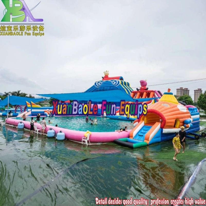 Inflatable Amusement Park Design Large Inflatable Submarine Water Park with Inflatable Pool Slides