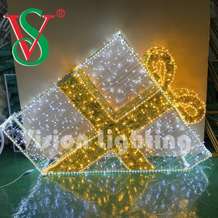 Manufacturer Made 3D LED Outdoor Christmas Giant Gift Box Motif Light