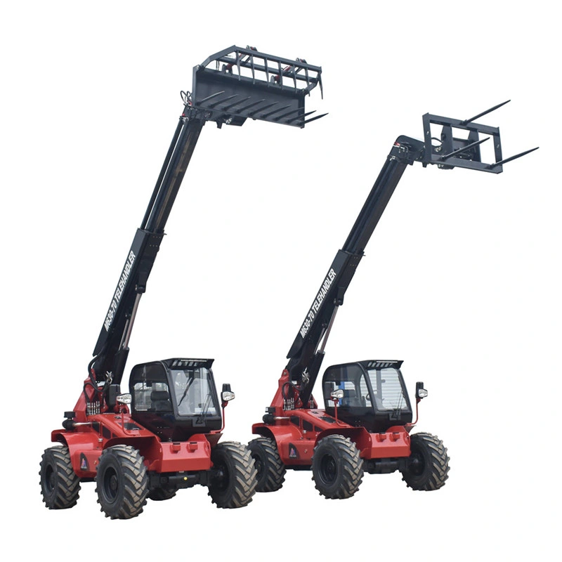 Nuevo diseño China Mini 4X4 pequeña pluma telescópica telescópica carretilla elevadora 3 toneladas de Material Handling carretilla equipos con la cuchara y tenedor