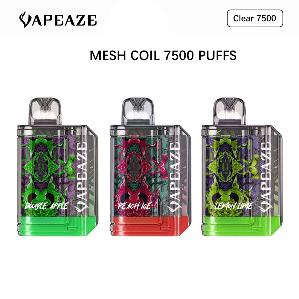 2023 Vapeaze Nuevo bolígrafo vape desechable al por mayor Puff 7500 caladas Cigarrillo electrónico de bobina de malla ajustable de flujo de aire