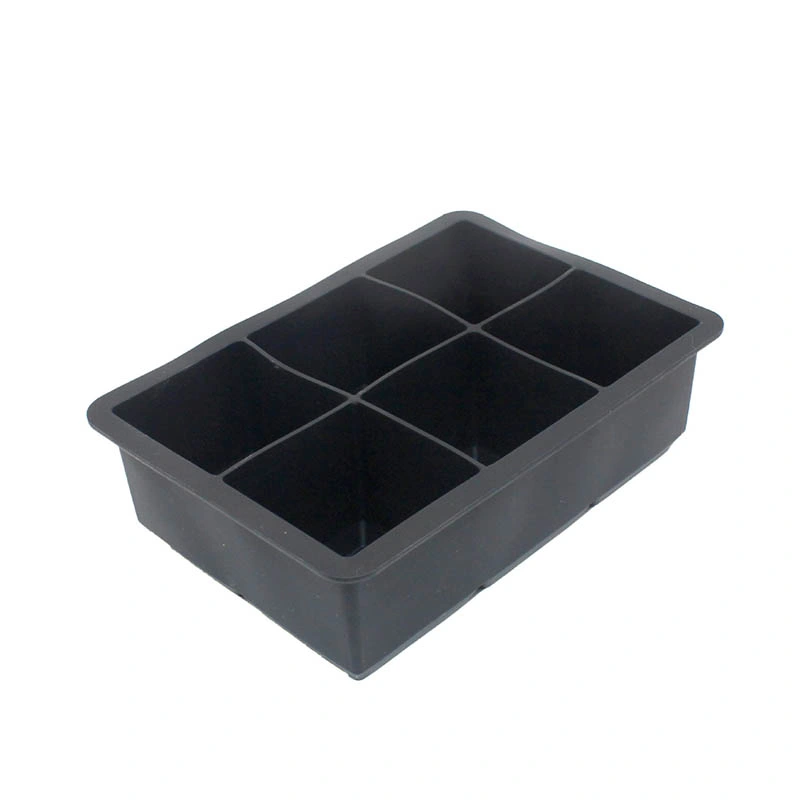 Food-Grade 6 Cavities Square Silicone Ice Cube Tray for Kitchenware