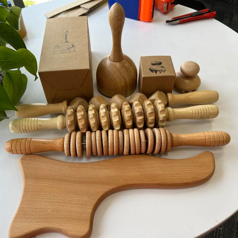 Le bois d'outils professionnels de la thérapie de massage drainage lymphatique masseur, Rouleau de massage de la coupe du bois Stick Conseil contourage