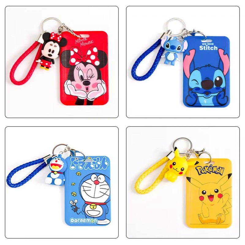 Customized Plastic Card Holder Cartoon Neck Strap ID Case Badge Lanyard Heat Press Keychain with Metal Snap Hook