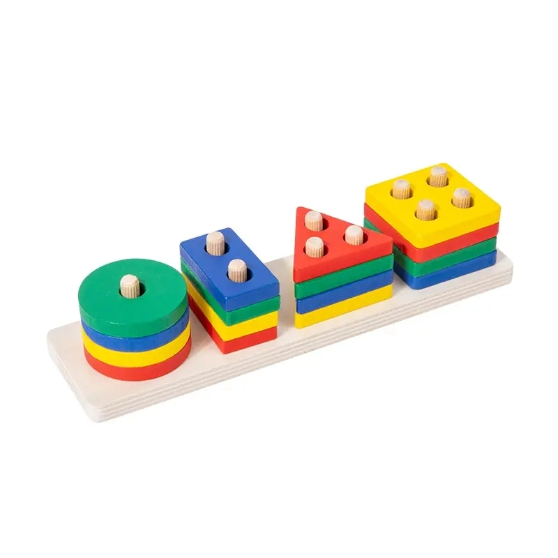 Kinder Baby China DIY Großhandel/Lieferant hölzerne geometrische Formen Stapeln Gebäude Block pädagogische Spielzeug für Kinder Geschenk Mädchen beliebtes Spielzeug