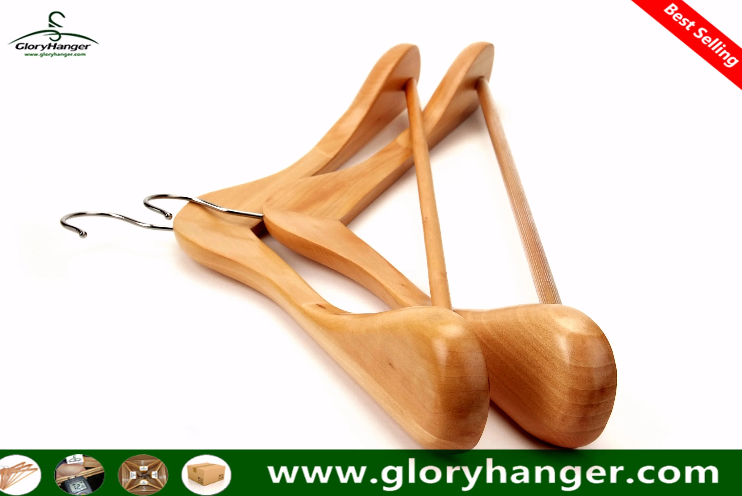 Luxury Hotel Wooden Coat Clothes Hanger for Garment