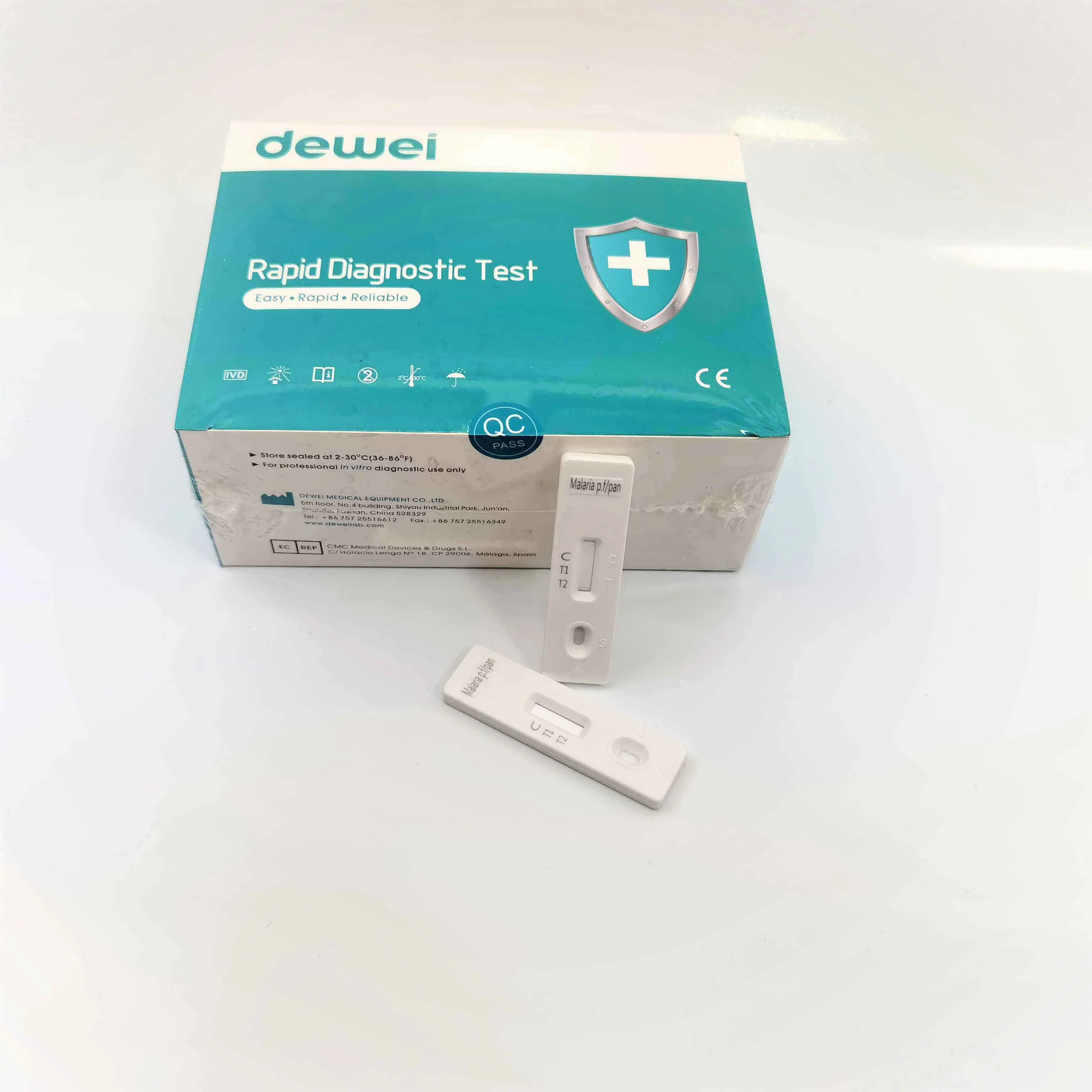 Kit de test rapide Malaria PF/Pan sur les antigènes de l'échantillon de sang total.