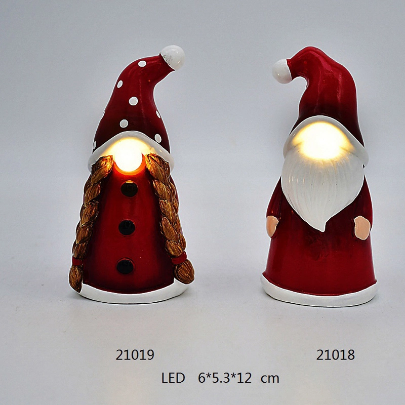 Regalo navideño decorativo, cara de Santa Claus con iluminación LED, decoración de cerámica para el hogar