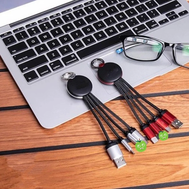 New Design Promotional Business Gift 3 in 1 Keychain USB Charging Cable Fast Charging Cord