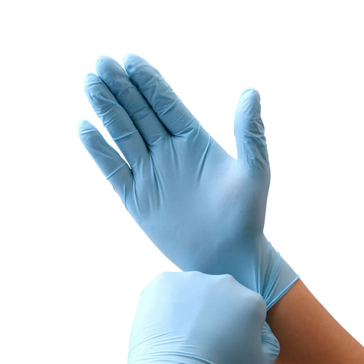 Gants médicaux en nitrile texture doigts Grip imperméable sans poudre latex bleu