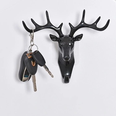 Household Wall Decorative Deer Head Antlers Single Hooks for Hanging Key Clothes Coat Hat Bags