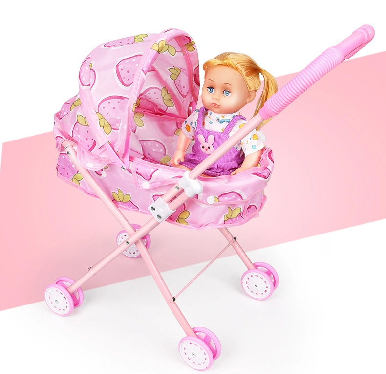 High quality/High cost performance  Kids Sun Shading Trolley Iron Lovely Cheap Baby Doll Stroller Toy