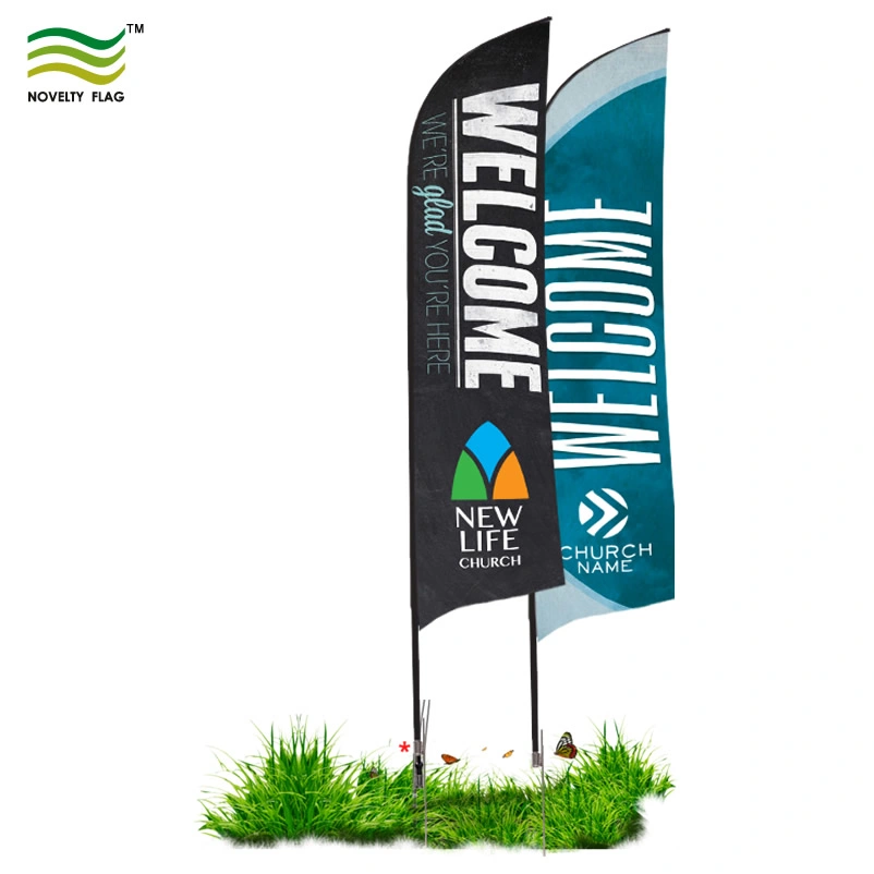 Ground Spike Beach Swooper Feather Teardrop Flying Flag Banner with Custom Wholesale/Supplier Printing Promotional Outdoor Advertising