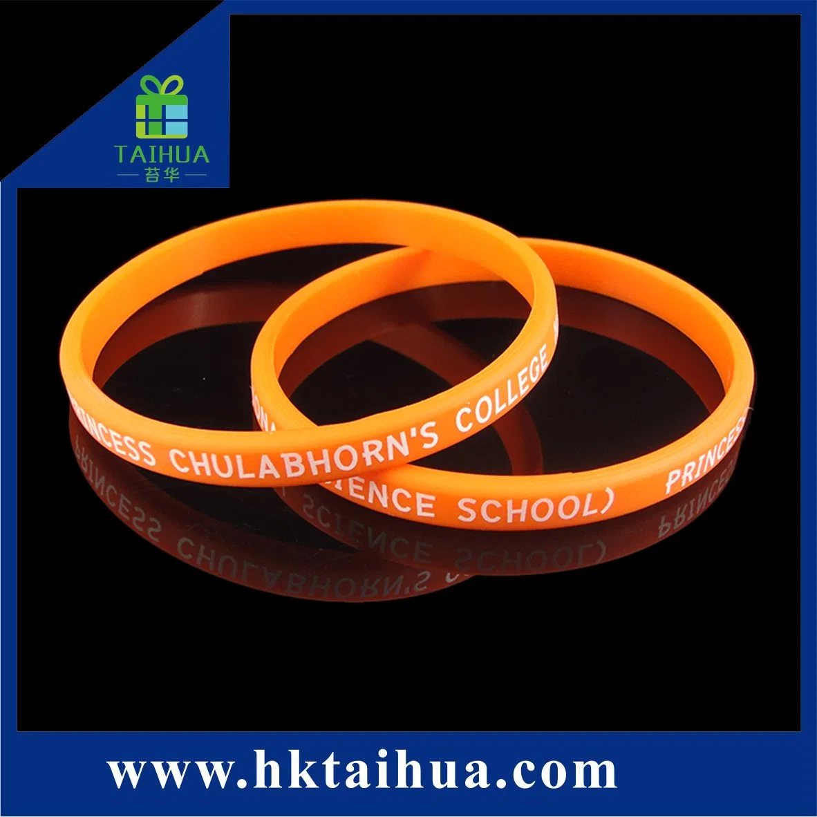 1/4 Inch Thin Silicone Bracelet Wristband with Custom Logo for Promotion