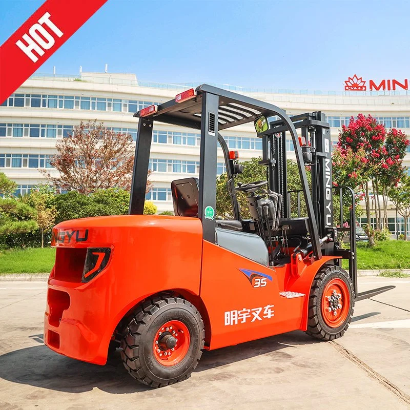 Mingyu 3t 3,5ton Transmisión Industrial rueda todoterreno diésel pequeño Mini Forklift