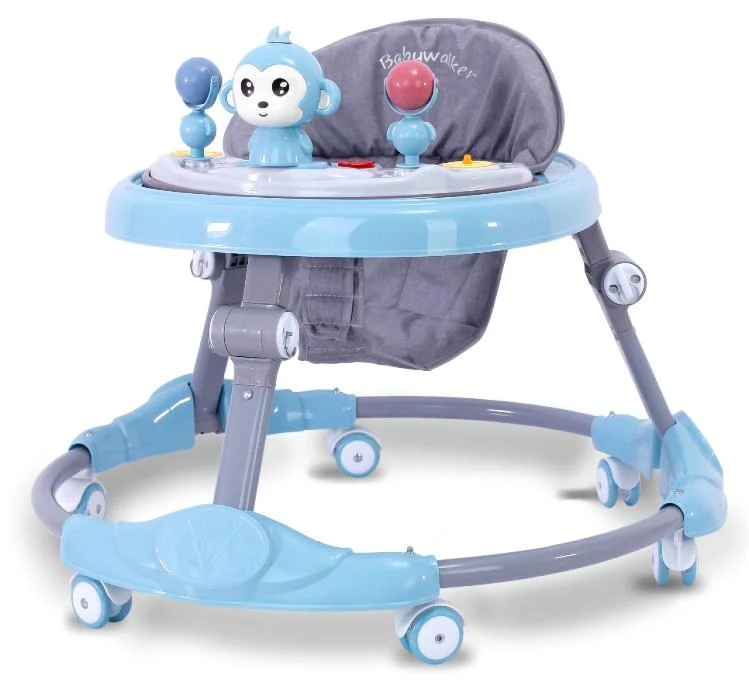 Portable Foldable Baby Walker on Wheels, Cartoon Baby Walkers