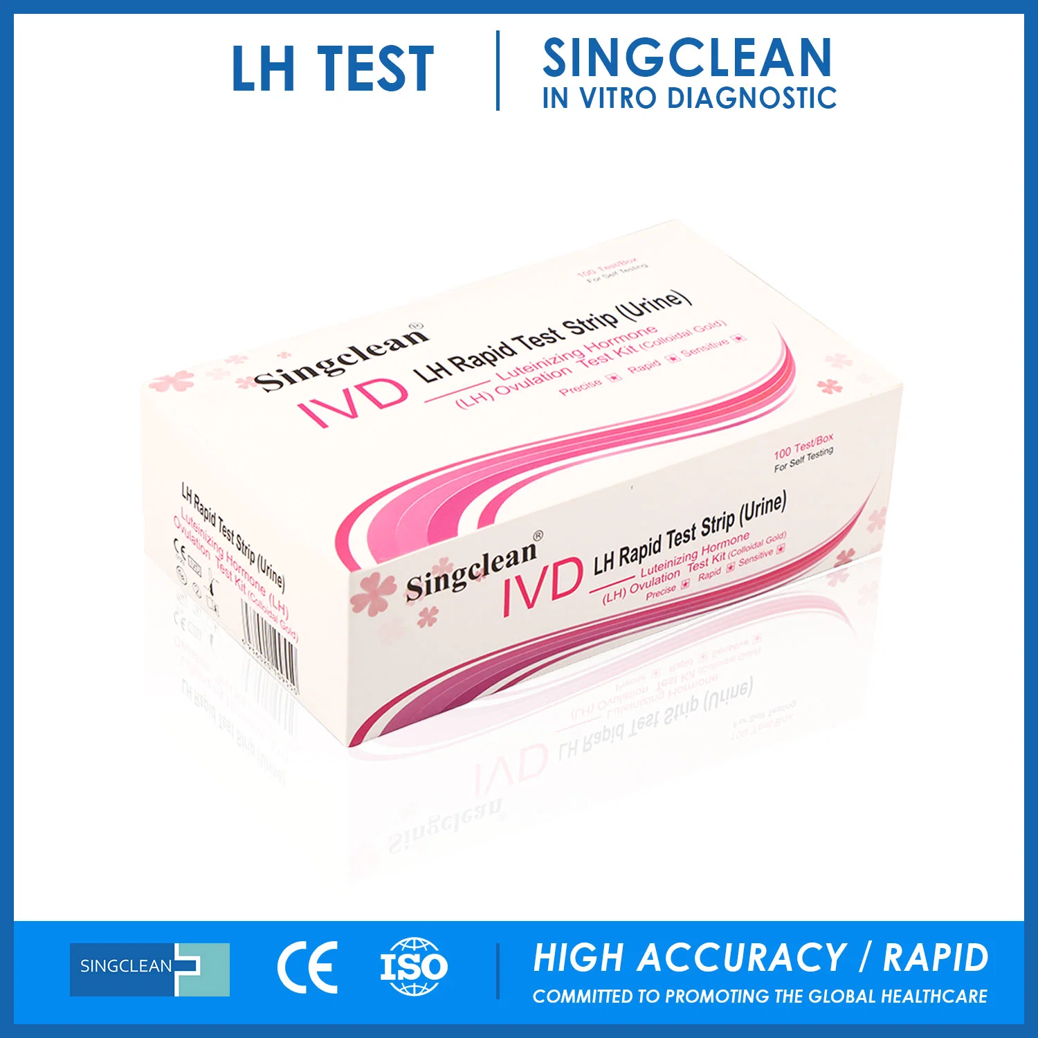 Singclean Wholesale aprobado por la CE IVD un paso rápido Meidcal hogareño Kit de tiras reactivas para LH para períodos menstruales irregulares