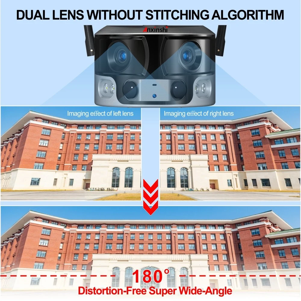 Rastreamento de humanos Multi-Image 180 Grau com um amplo panorama Fisheye 4G WiFi bateria solar à câmara de rede