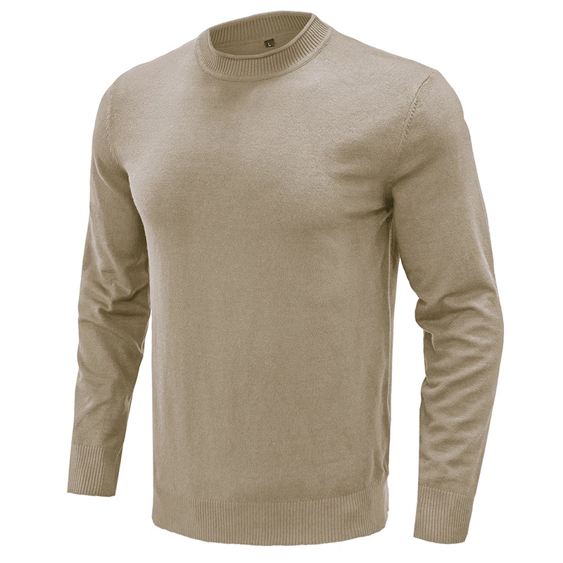 Custom Men 100% Cotton Crewneck Solid Color Undershirt Pullover Sweatshirt