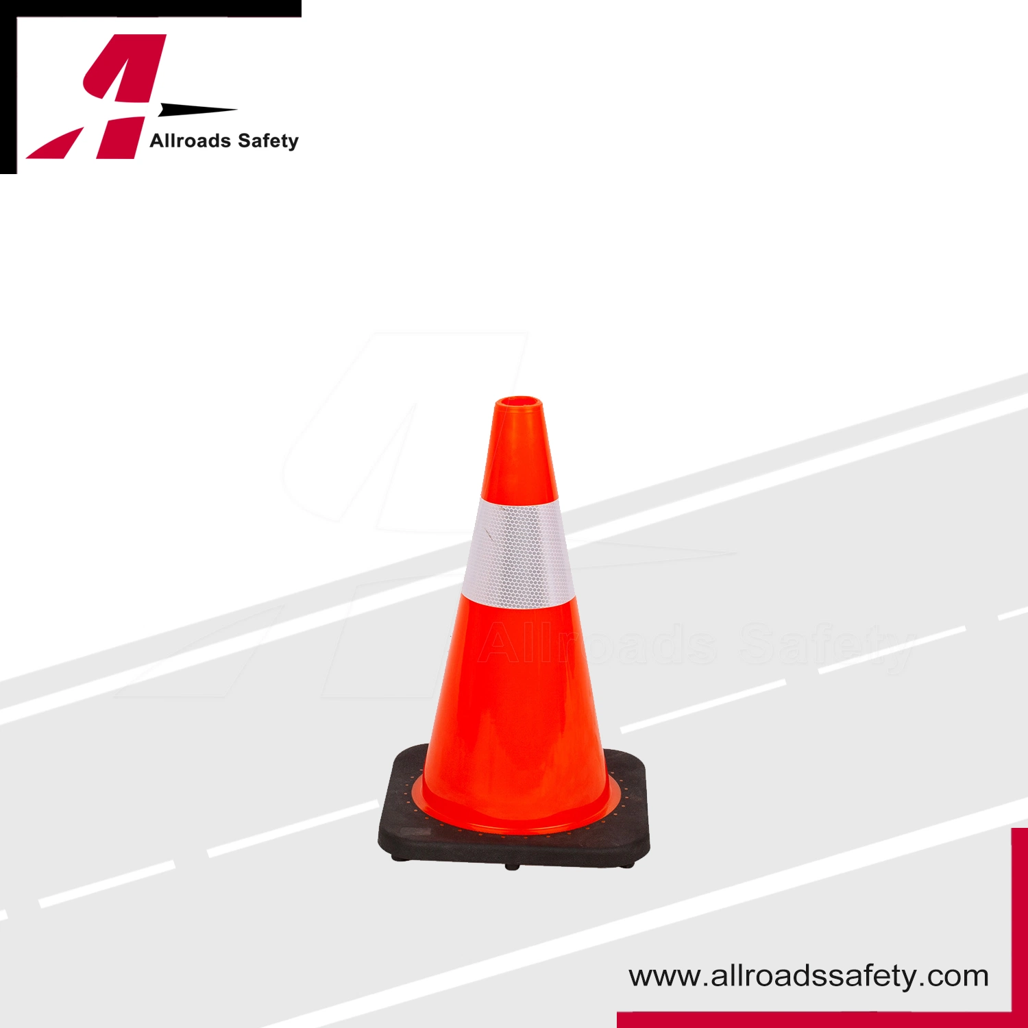 18" Highway Safety PVC Road Barrier Cone with Black Base