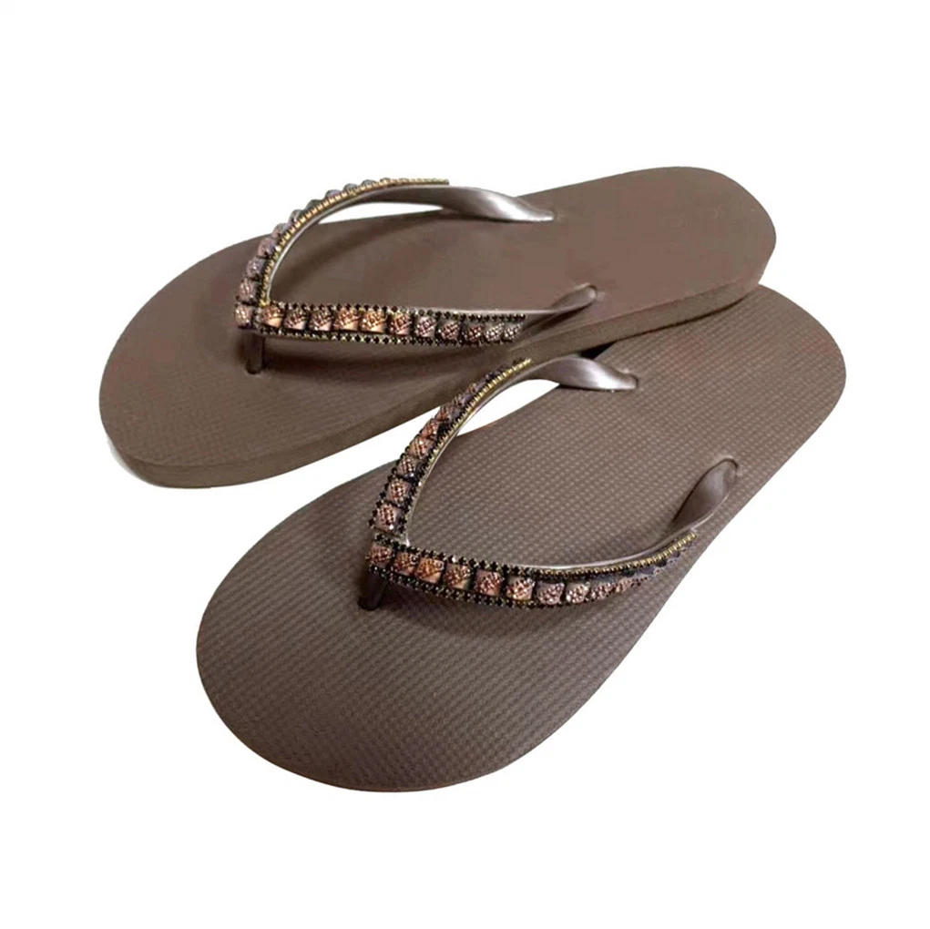 Novo estilo praia mulheres Chinelas Piscina Feminino chinelos sapatos de Verão Mulher Fashion Desliza Brown Senhoras Sandálias Calçados