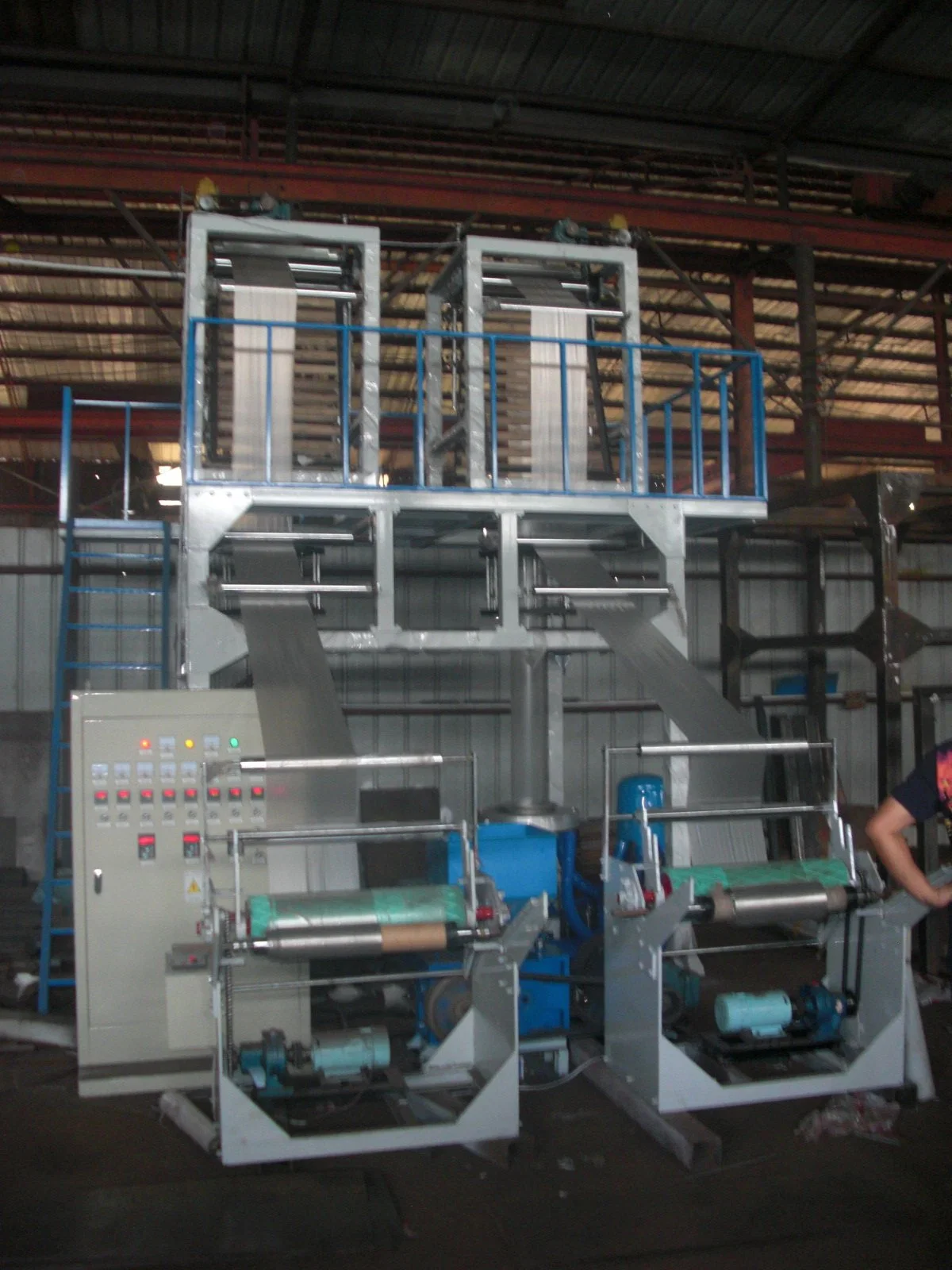 Single Screw Double-Head Automatic Plastic HDPE Blown Extruder Film Blowing Machine