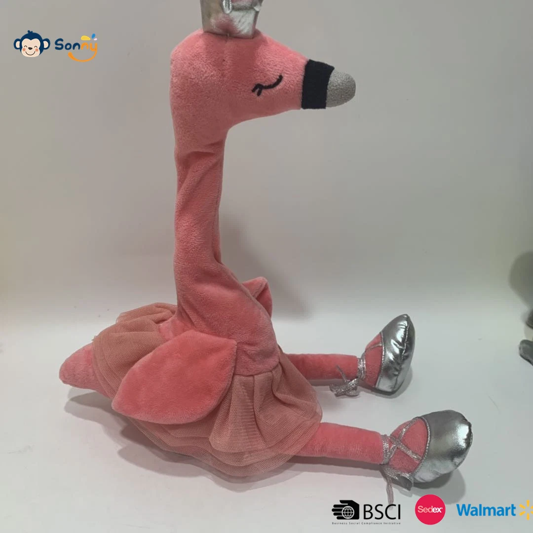 Best-Selling Plush Recording & Repeating Ballet Shoe Flamingo Talking Back Plush Toy BSCI Audit