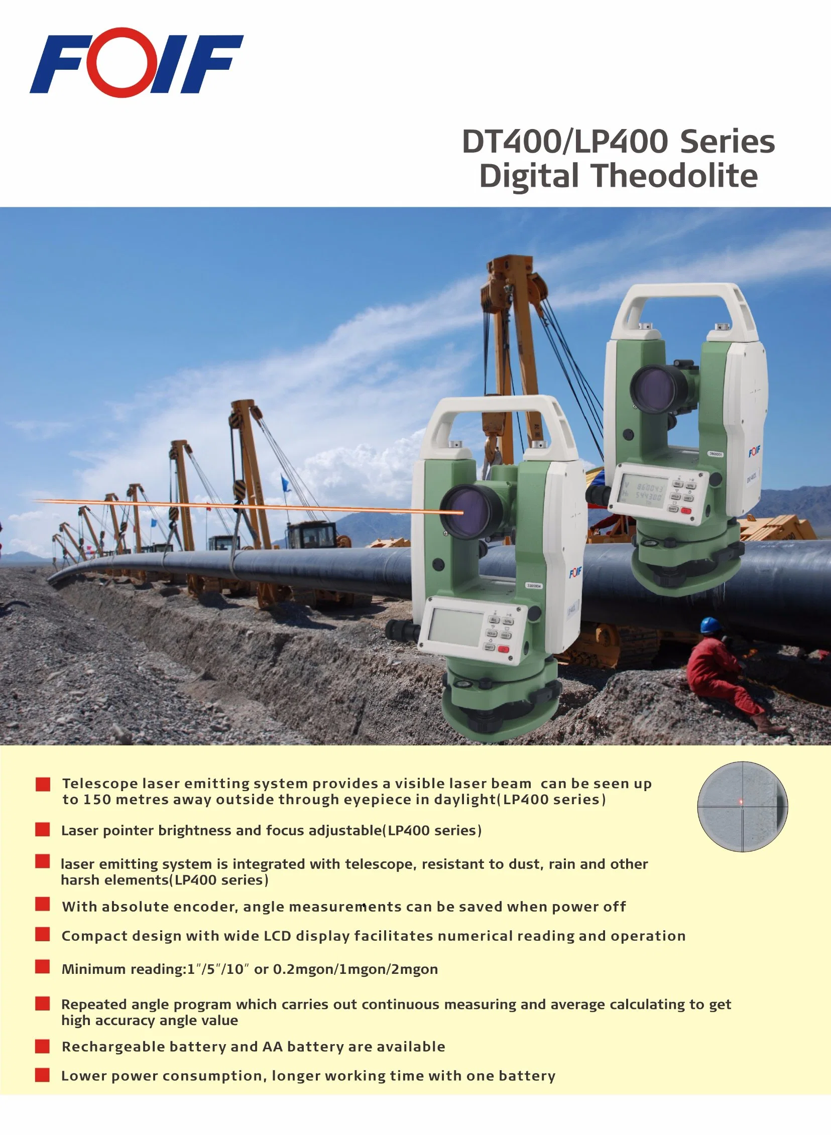 Foif Lp400 Series Laser Electronic Theodolite (LP402L/LT402L)