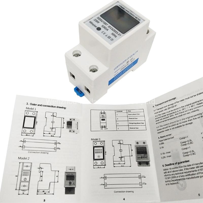 Digital Electric Energy Meter Single Phase DIN Rail Electricity Meter One Phase Two Wire Meter