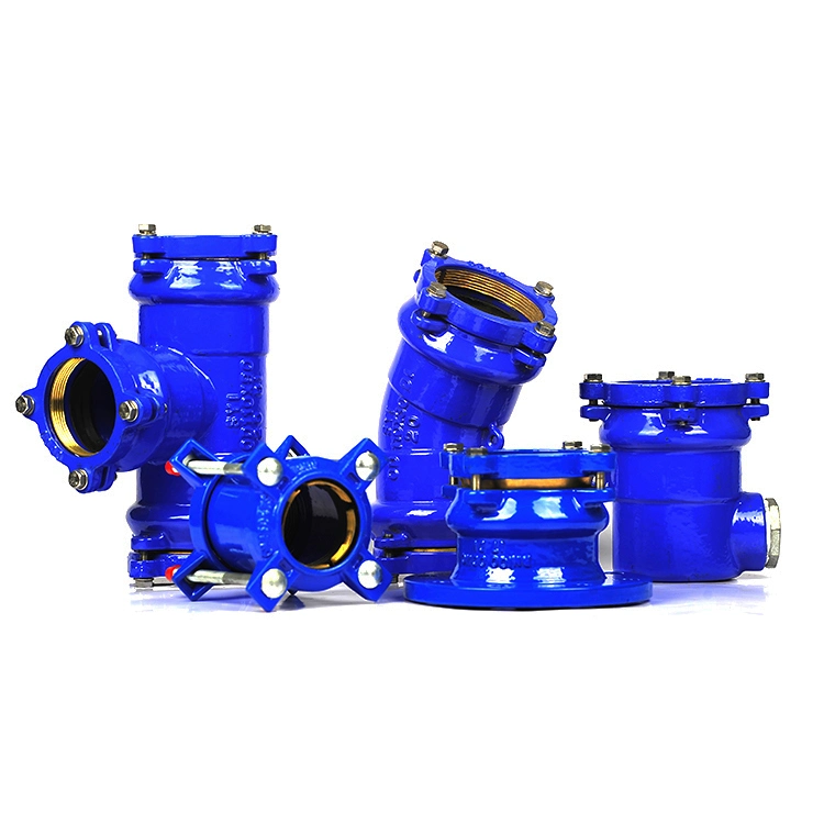 Perfect Sealing Performance Plumbing Materials Blue Ductile Cast Iron Water Pipes Fittings for PE Pipe