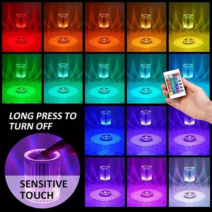 RGB Crystal Table Light Touch Control Color Changing Light Atmosphere Table Lamp