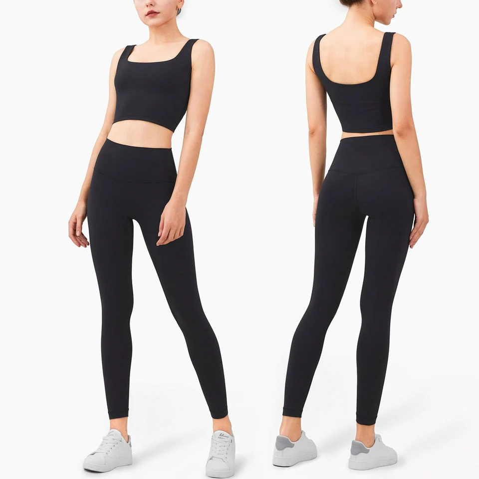 Hot Selling 2 PCS High Quality Lulu Yoga Zipper Jacket Leggings Outdoor Running Fitness Sportswear Women