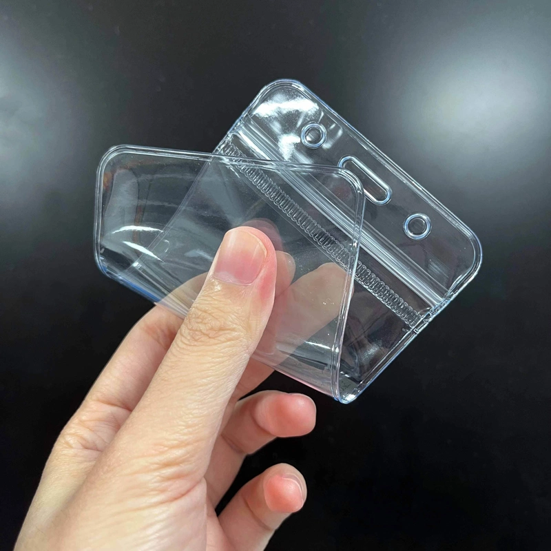 Plastic Waterproof PVC Soft Card Holder Clear Transparent ID Badge Holder