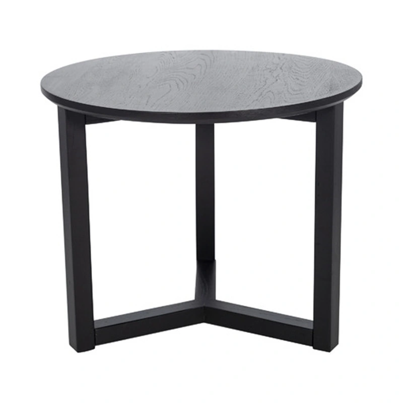 Black Small Round Nesting Coffee Table Set of 2, Modern Accent Oak Wooden Powder Painted Side Table for Living Room, Office, Home Decor, Bedroom