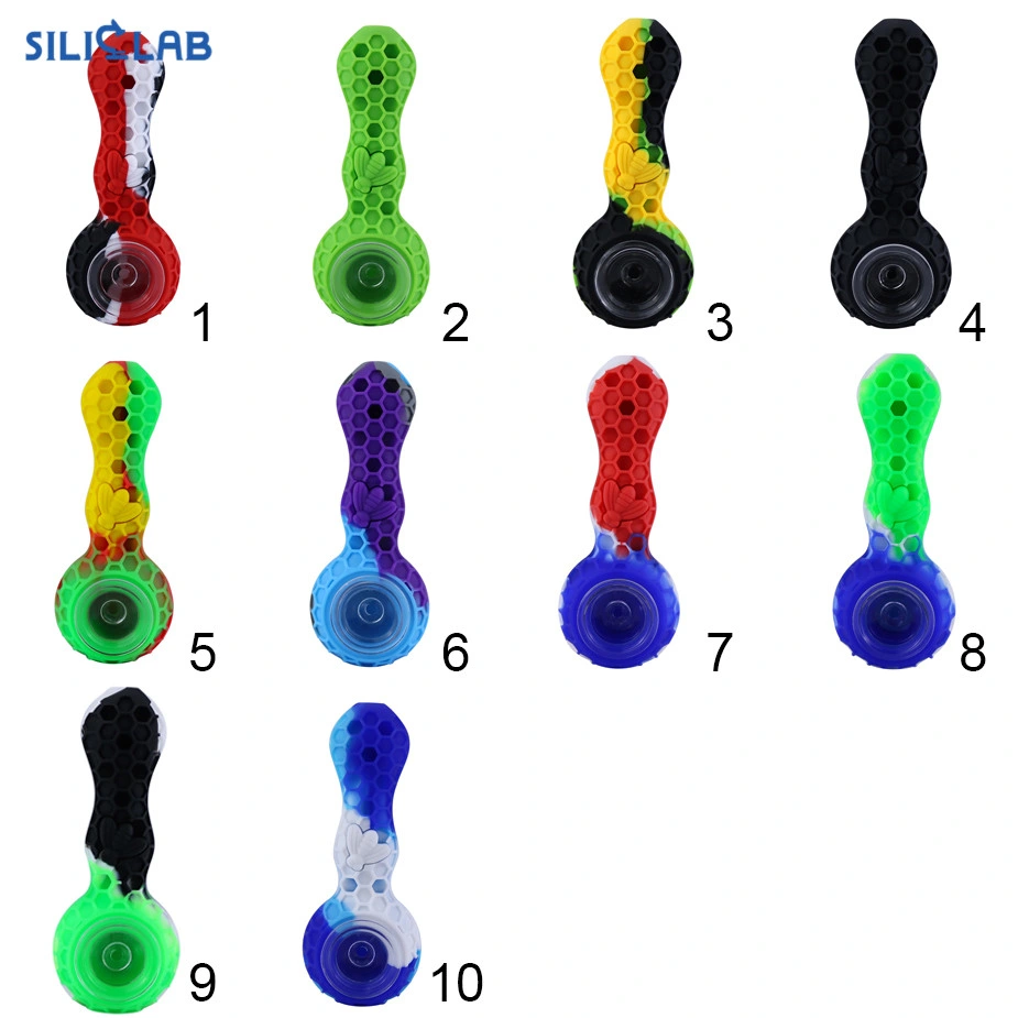 Manufacturers Stock European and American Bee Pipes Honeycomb Glass Silicone Pipe Hookah Silicone Bee Nest Shape Smoking Pipes